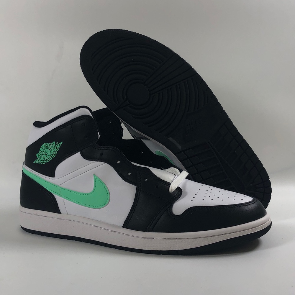 Nike Air Jordan 1 Mid Green Glow White Black Shoes DQ8426-103 Men's no box - Picture 1 of 4